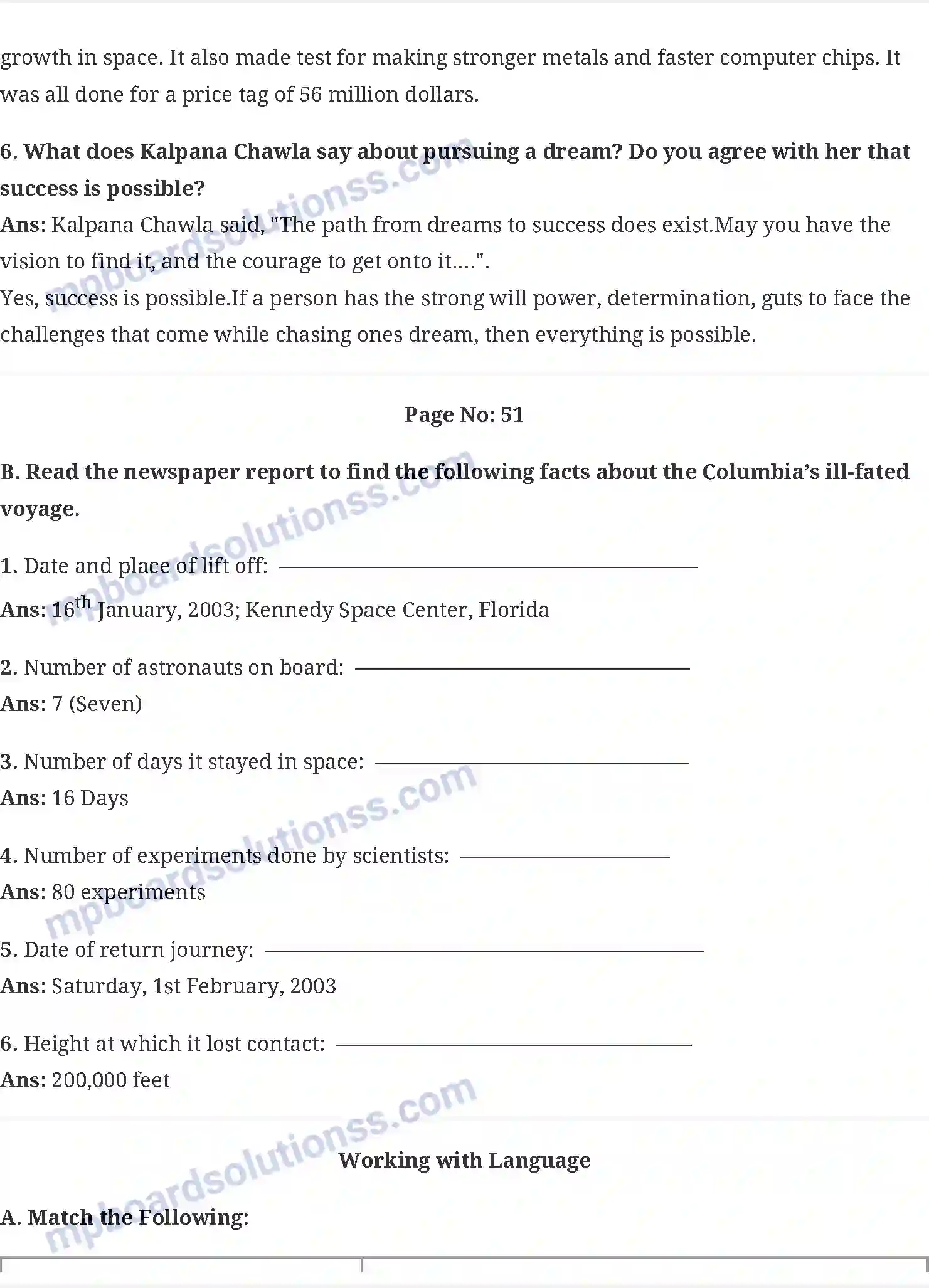 MP Board Book for Class 6 English An Indian American Women in Space Image 2