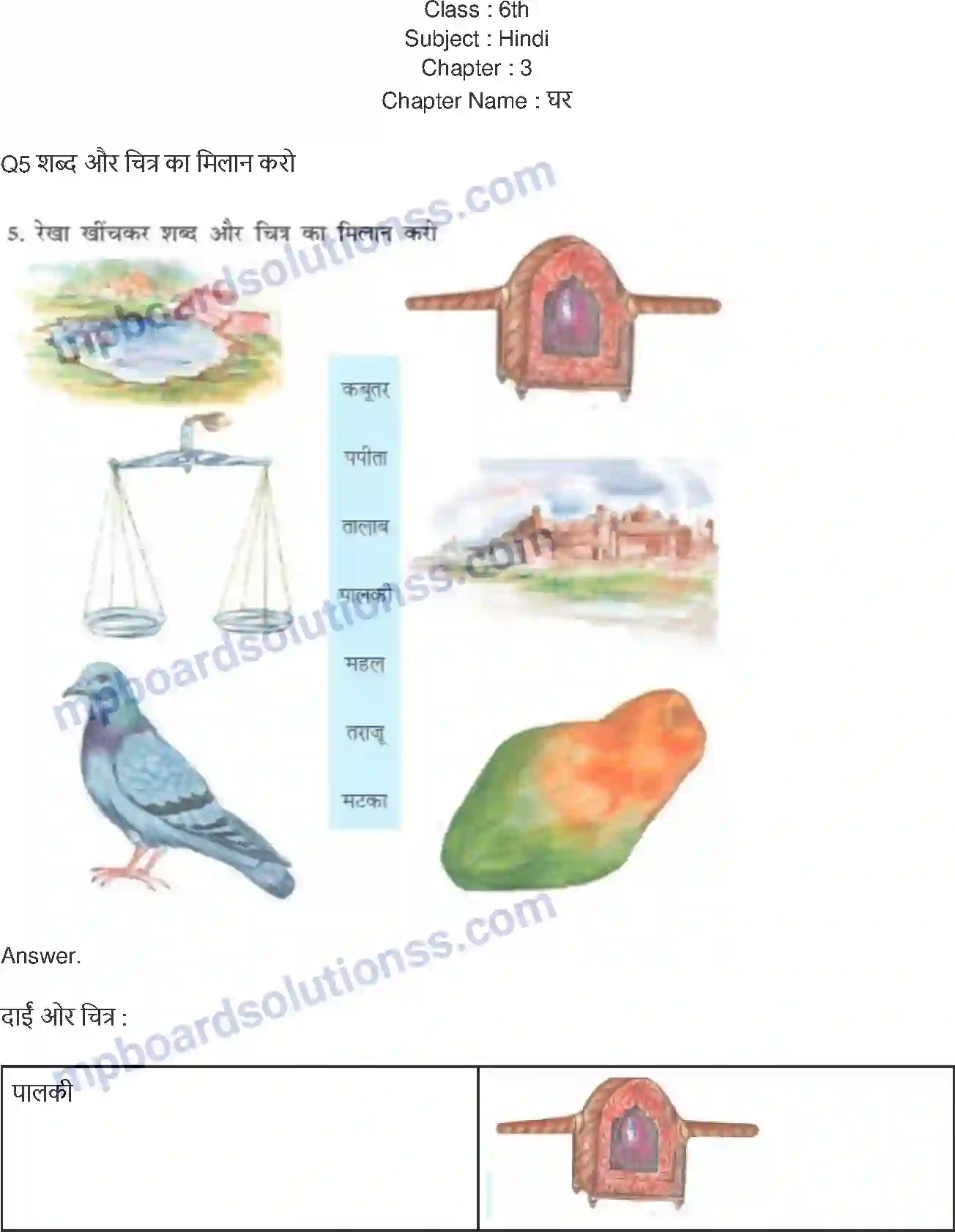 MP Board Book for Class 6 Hindi घर Image 1