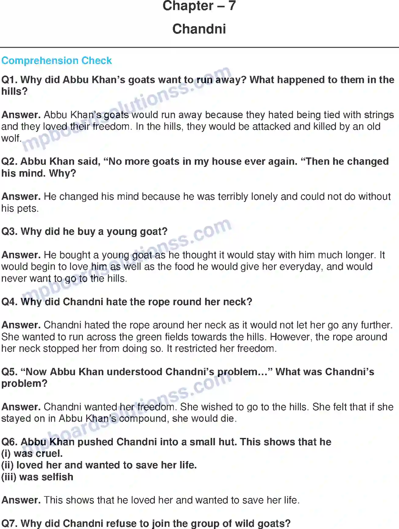 MP Board Book for Class 7 English Chandni Image 1
