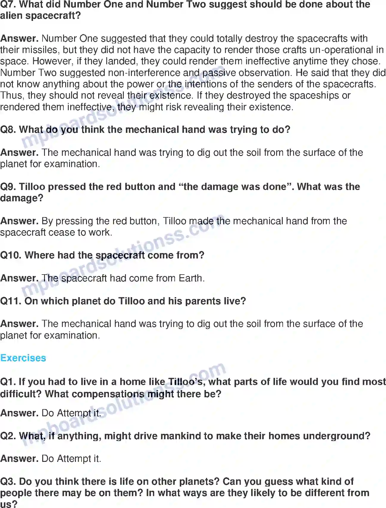 MP Board Book for Class 7 English An Alien Hand Image 2
