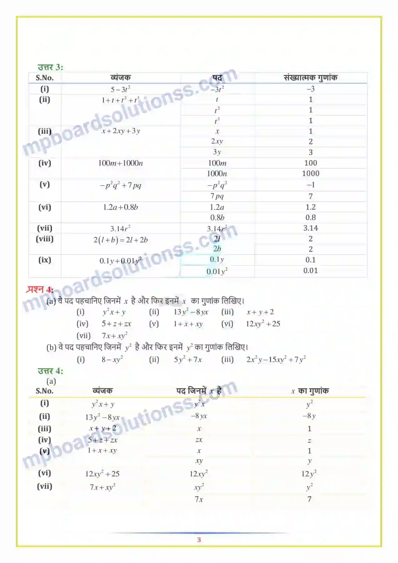 MP Board Book for Class 7 Maths बीजीय व्यंजक Image 3