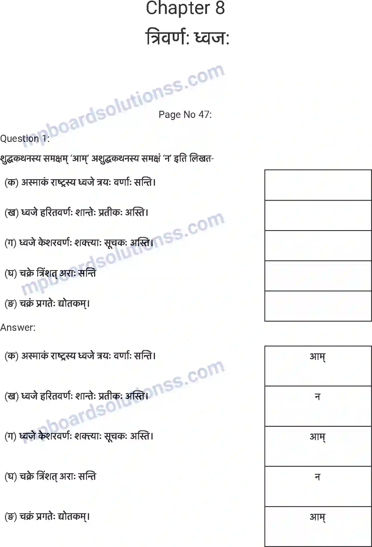 MP Board Book for Class 7 Sanskrit त्रिवर्ण: ध्वज: Image 1