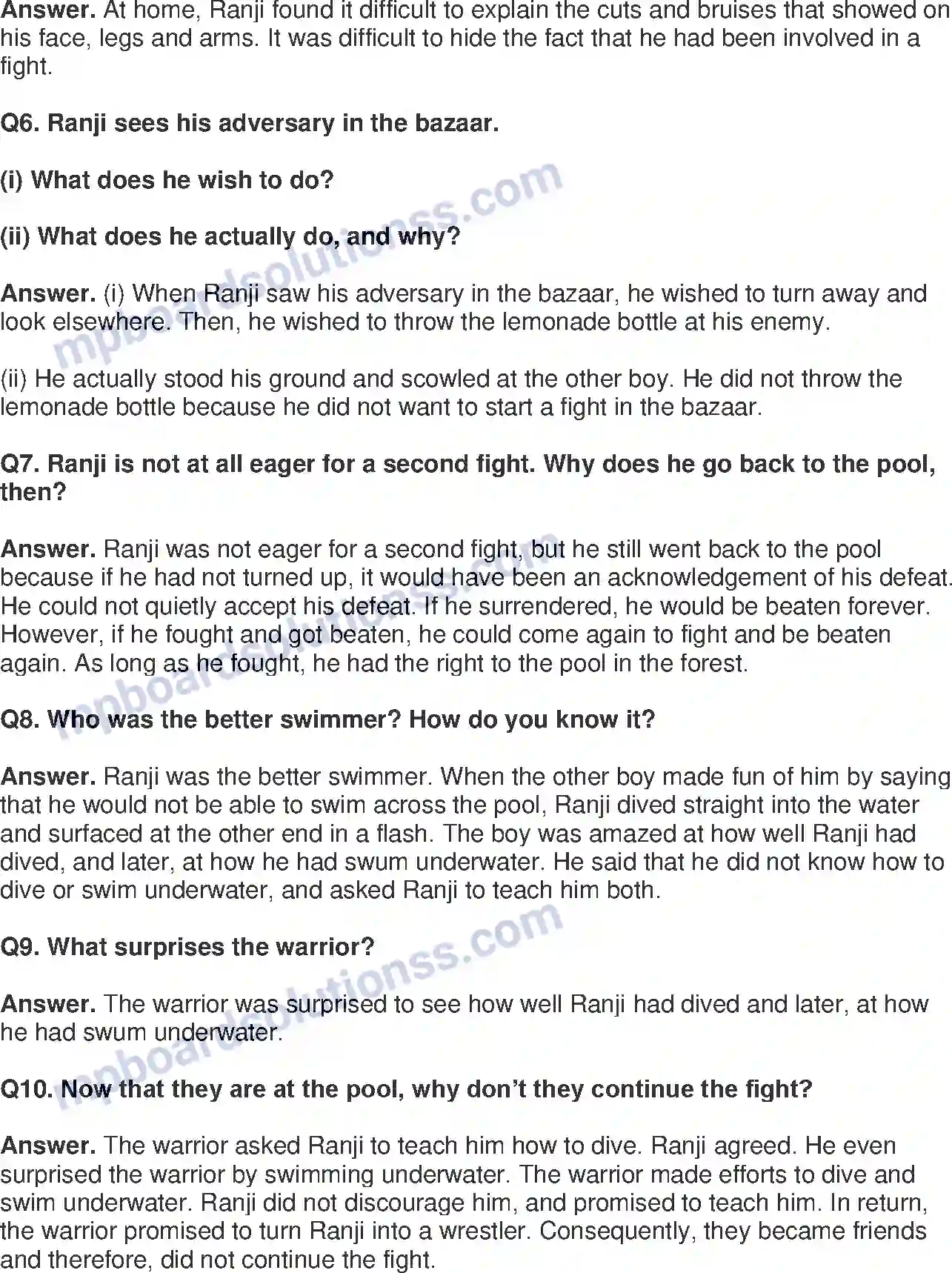 MP Board Book for Class 8 English The Fight Image 2