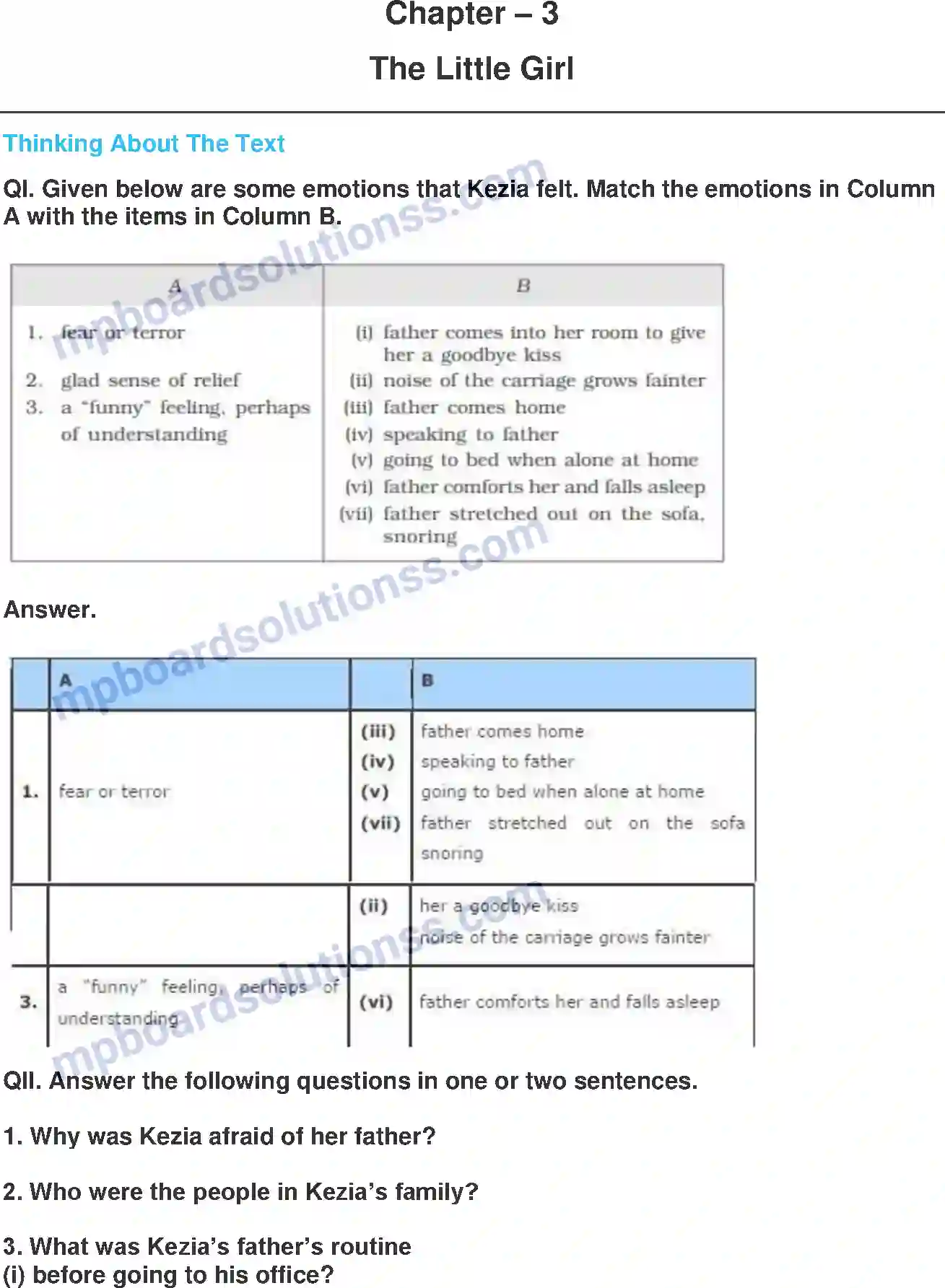 MP Board Book for Class 9 English The Little Girl Image 1