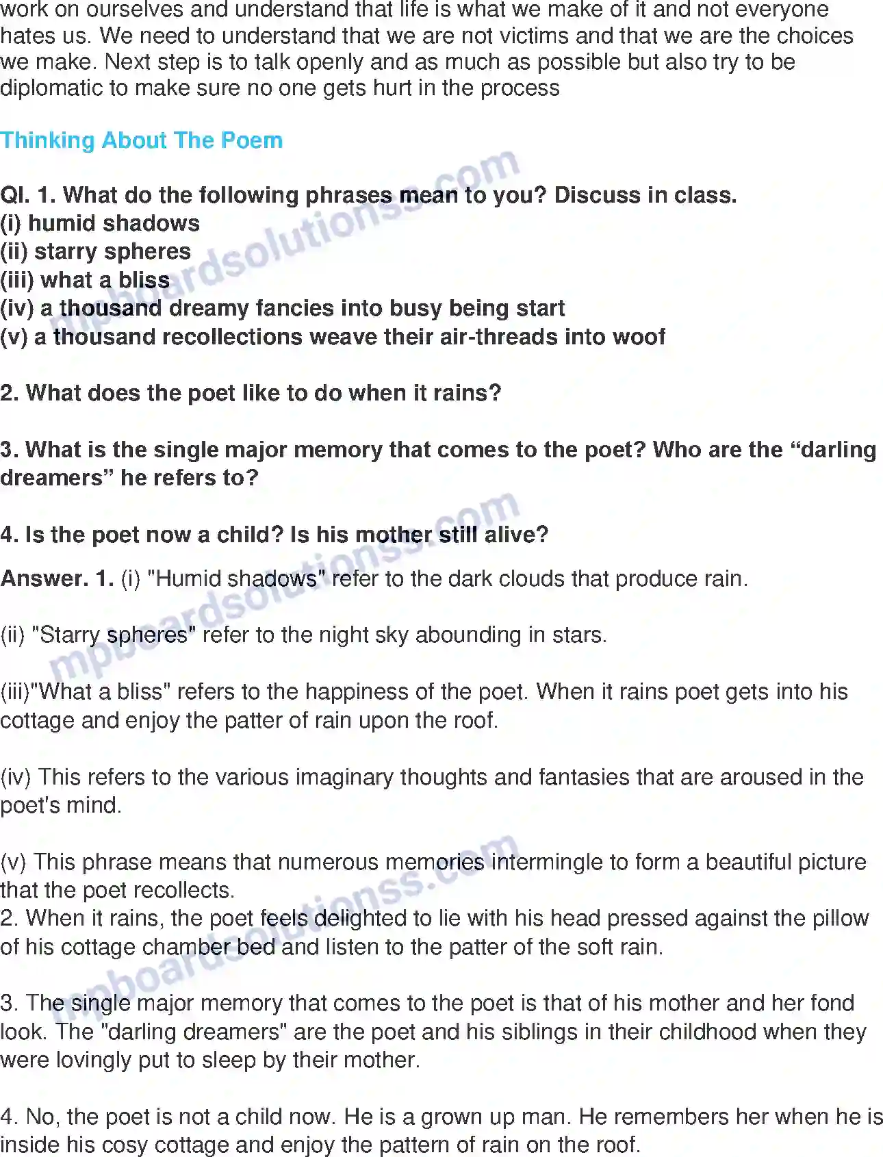 MP Board Book for Class 9 English The Little Girl Image 7