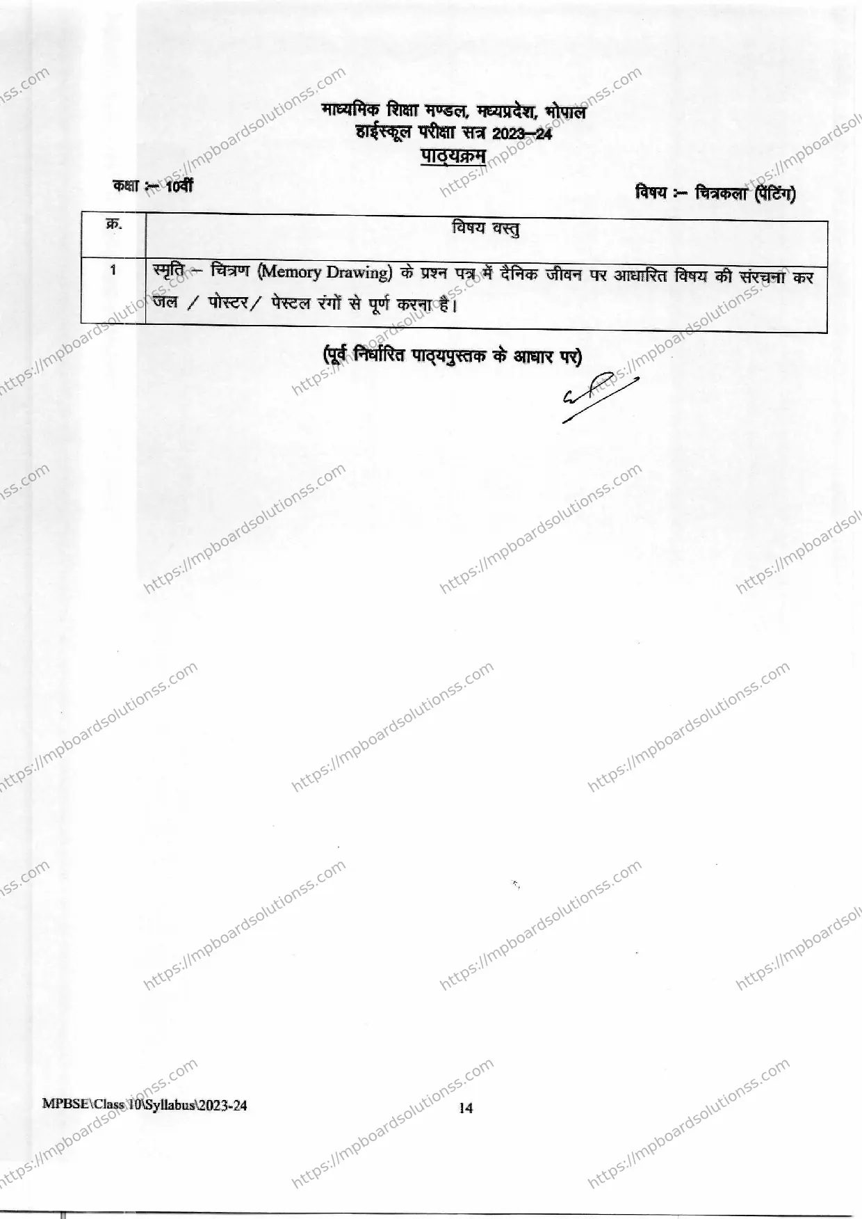 MP Board Class 10 Painting 2023-24 Syllabus Image 2