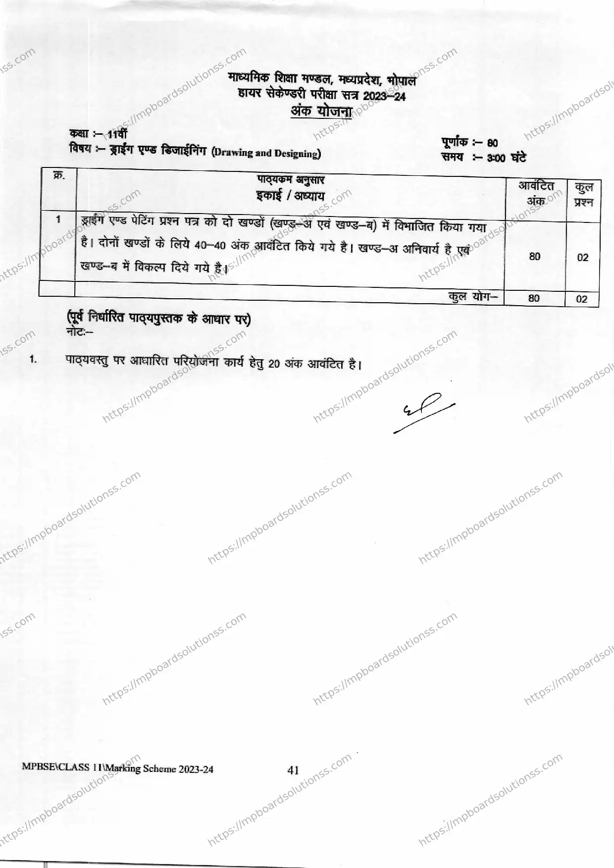 MP Board Class 11 Drawing & Designing 2023-24 Syllabus Image 1
