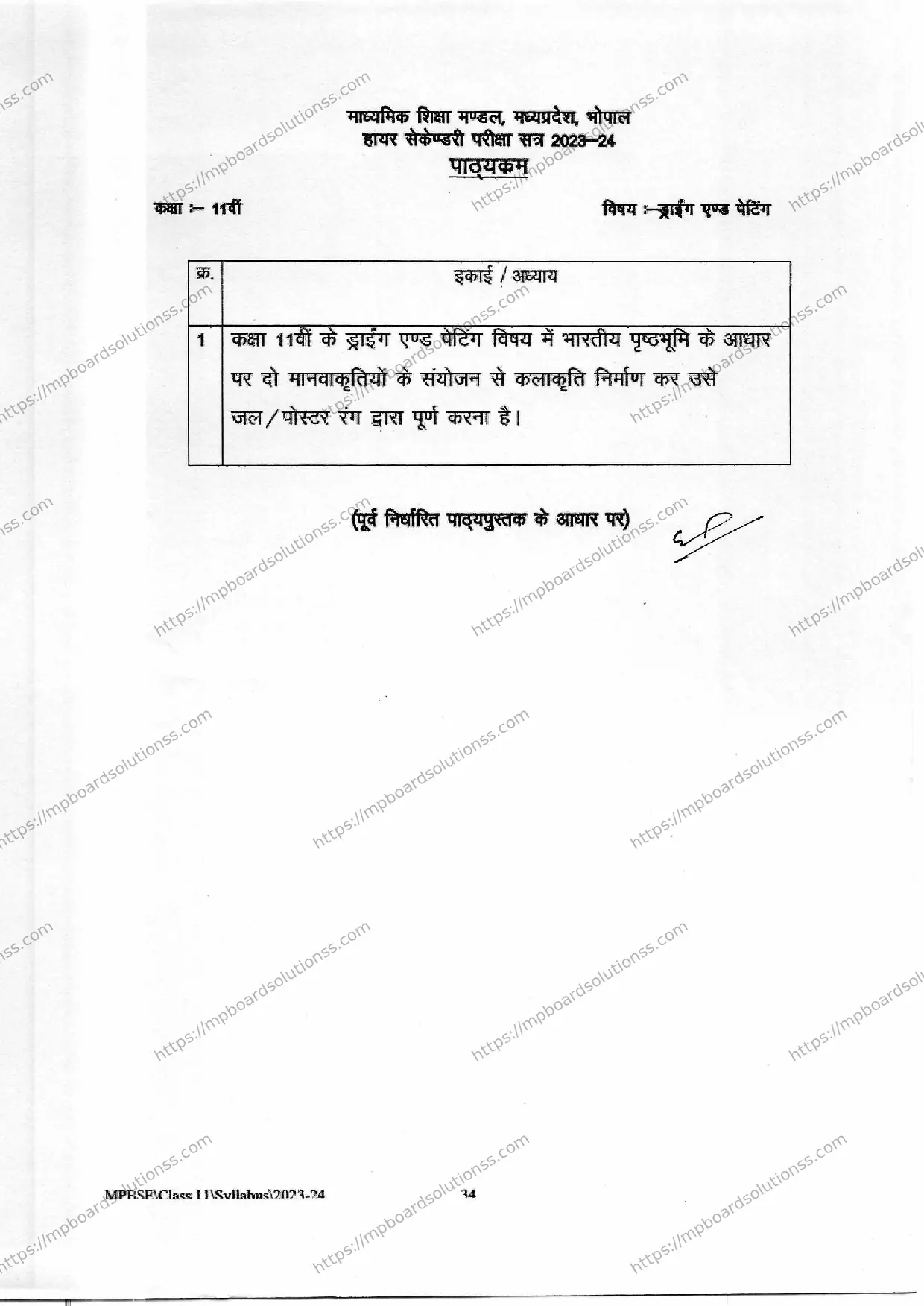 MP Board Class 11 Drawing & Painting 2023-24 Syllabus Image 2