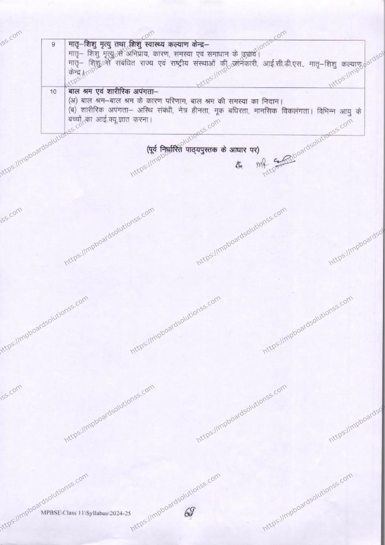 MP Board Class 11 Anatomy, Physiology and Health 2024-25 Syllabus Image 4