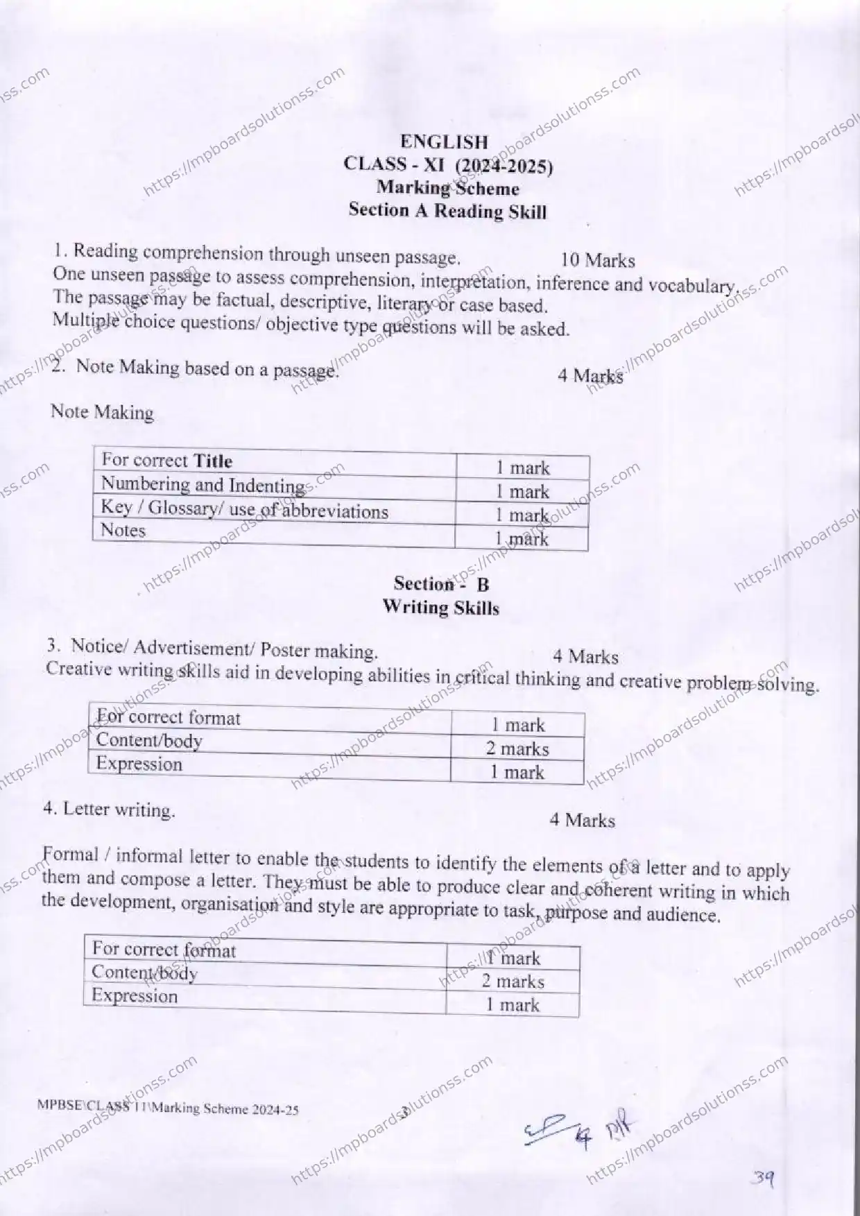 MP Board Class 11 English 2024-25 Syllabus Image 1