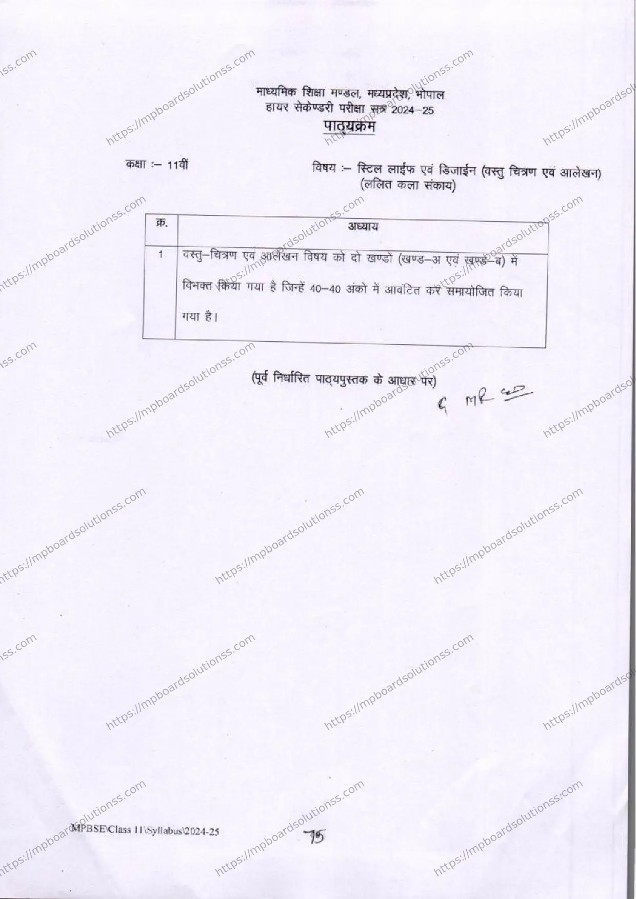 MP Board Class 11 Still Life and Design 2024-25 Syllabus Image 2