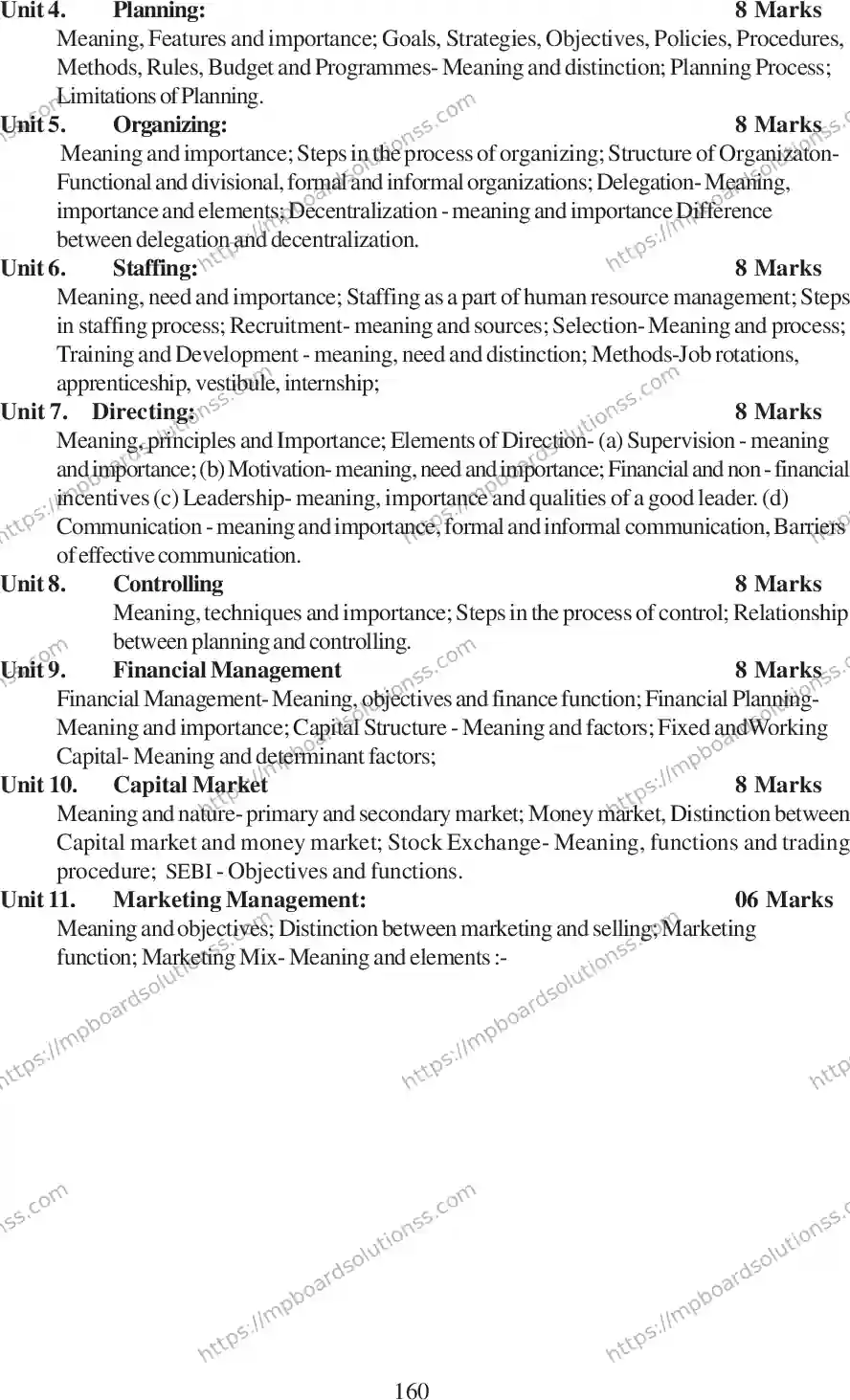 MP Board Class 12 Business Studies 2020-21 Syllabus Image 5