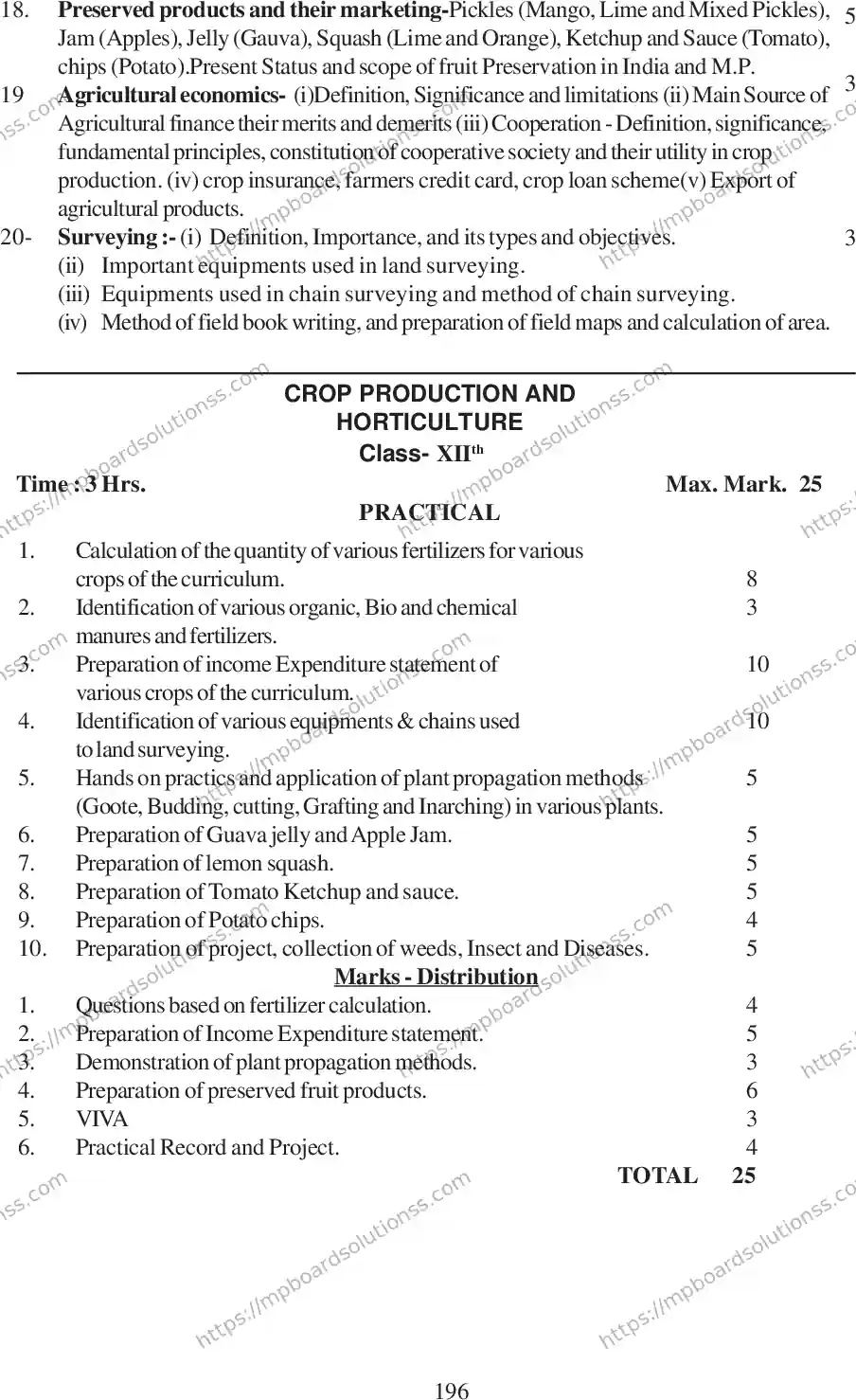 MP Board Class 12 Crop Production 2020-21 Syllabus Image 7