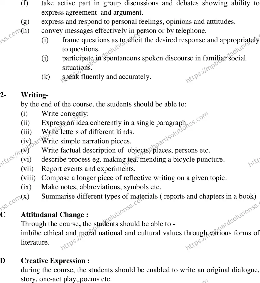 MP Board Class 12 General English 2020-21 Syllabus Image 2