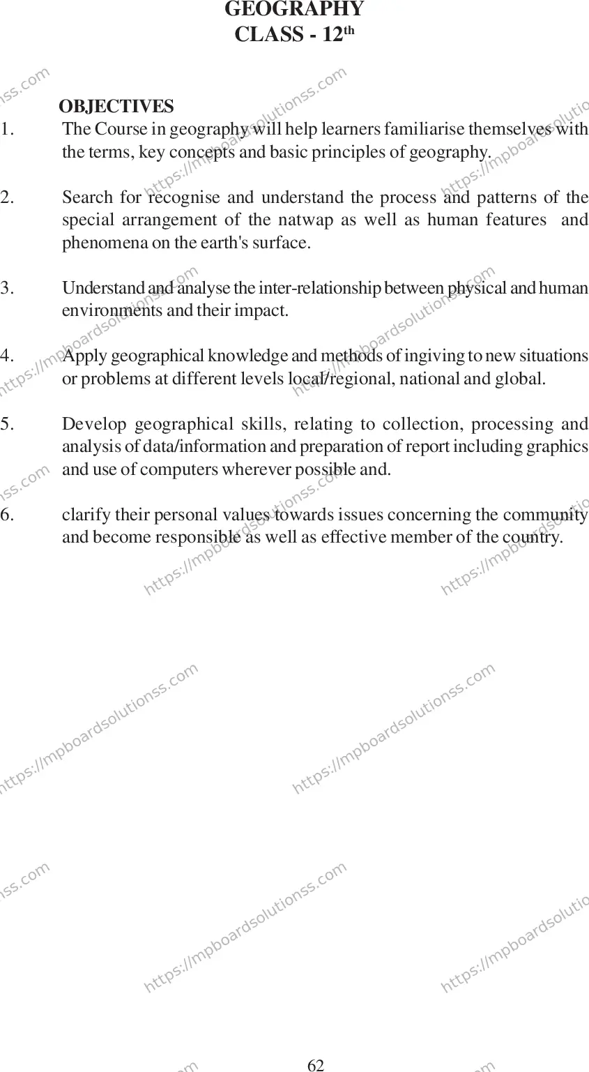 MP Board Class 12 Geography 2020-21 Syllabus Image 6