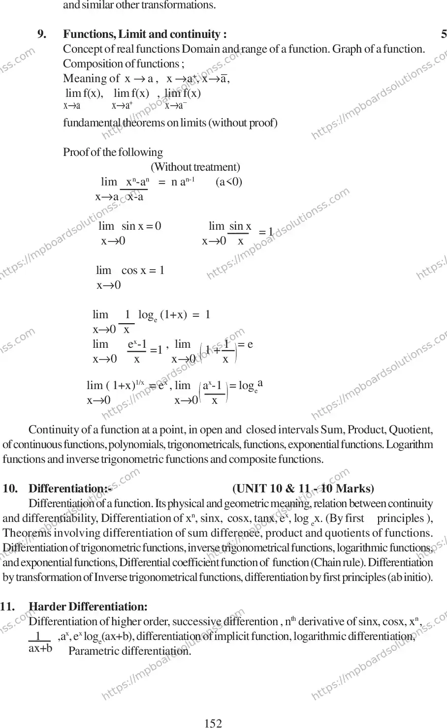 MP Board Class 12 Mathematics 2020-21 Syllabus Image 10