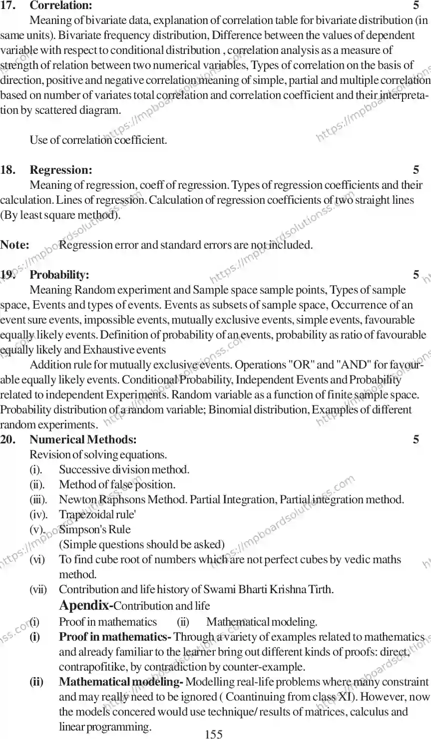 MP Board Class 12 Mathematics 2020-21 Syllabus Image 13