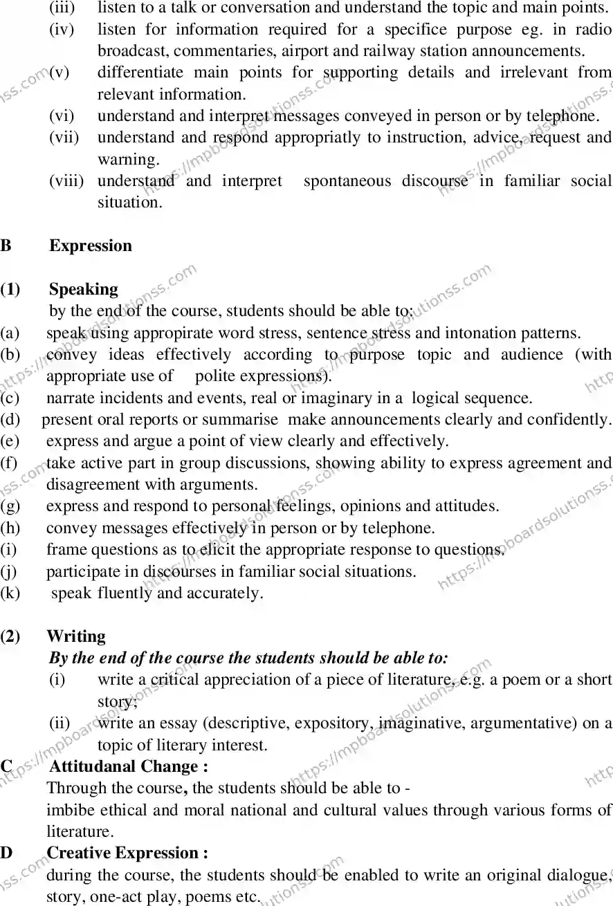 MP Board Class 12 Special English 2020-21 Syllabus Image 2