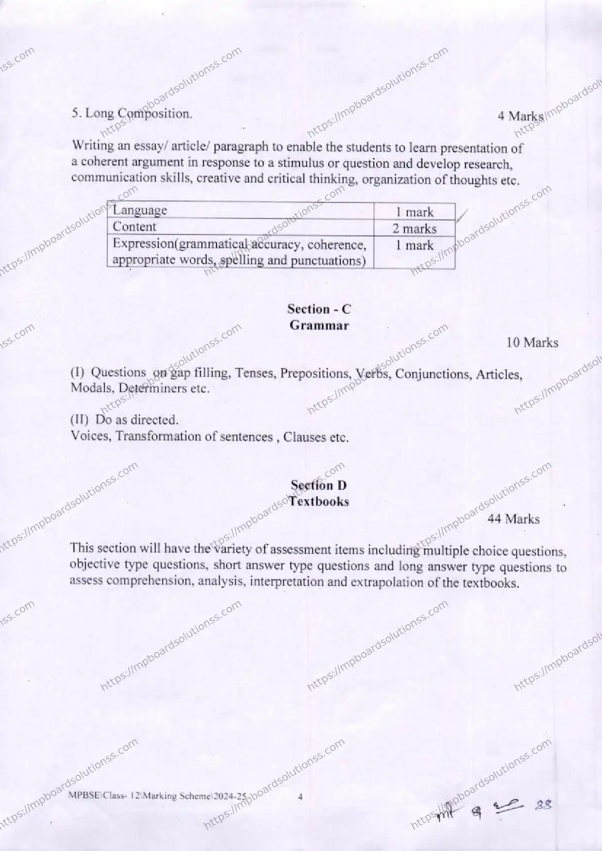 MP Board Class 12 English 2024-25 Syllabus Image 2